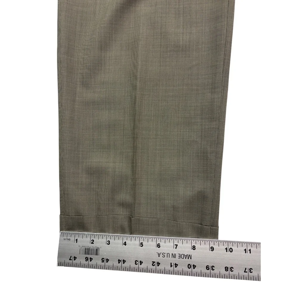 vtg 90s Donna Karan 48L 42x32 Taupe 2pc Pant Suit Italy Made Wool Pleated Cuff